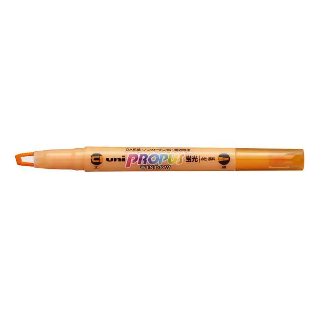 Uni Propus Dual-Tip Window Highlighter – 4.0 Mm Chisel + 0.6 Mm Fine, Vibrant Orange 1