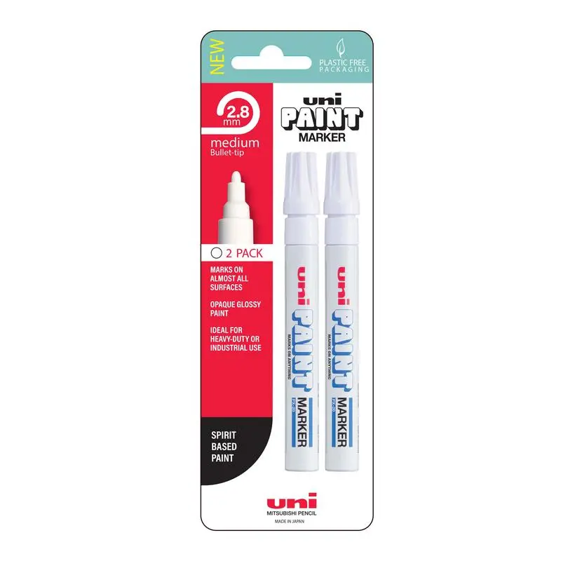 Uni Px-20 Paint Marker – White, 2.8Mm Bullet Tip, Twin-Pack For Bold Marking 1