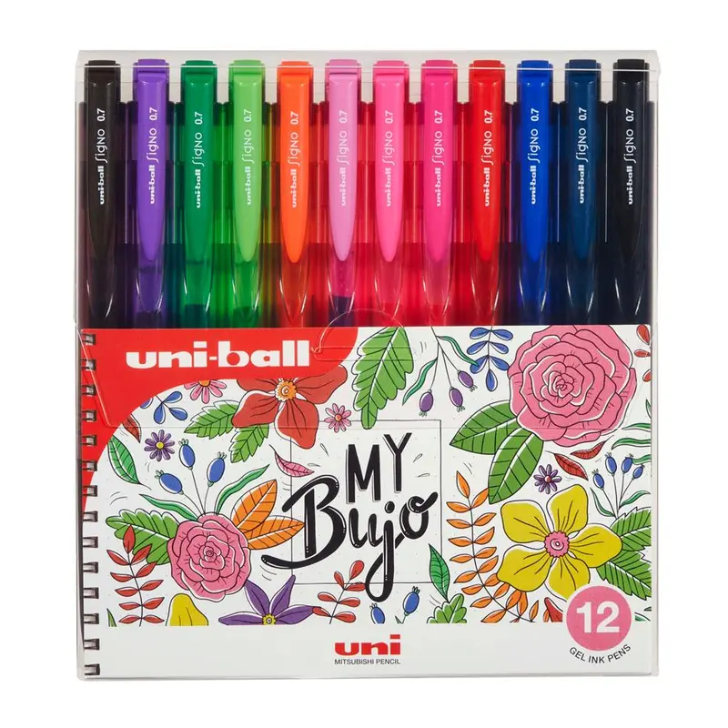 Uni Signo Rt1 Gel Pens – 12-Pack, 0.7Mm Floral Design Retractable Pens 1