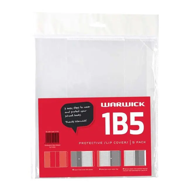 Warwick 5-Pack Book Cover Slips – Assorted Sizes Including 1B5 1