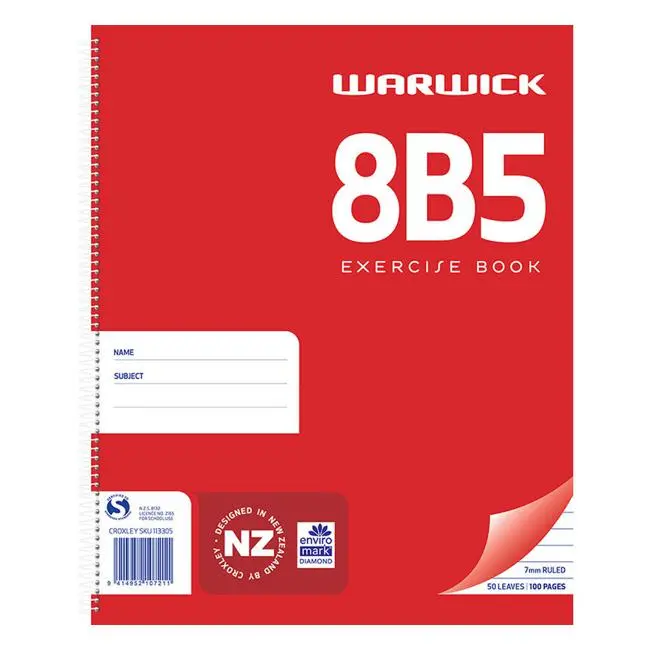 Warwick 8B5 Spiral-Bound Notebook – 50 Pages, 7Mm Ruled, 255×205Mm 1
