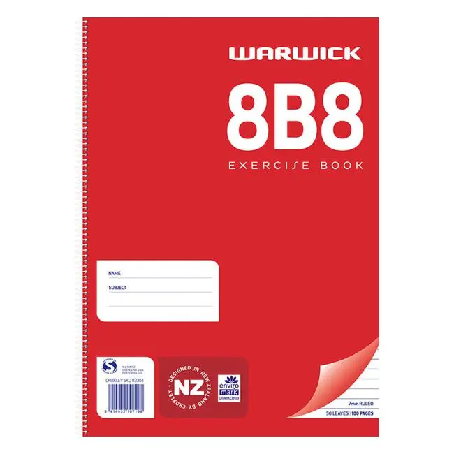 Warwick 8B8 A4 Spiral Exercise Book – 50 Pages, 7Mm Ruled 1