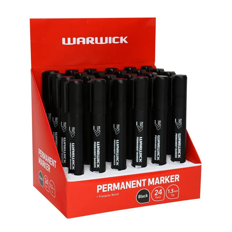 Warwick Black Permanent Markers – 24-Pack Bullet Tip (1.5 Mm) 1