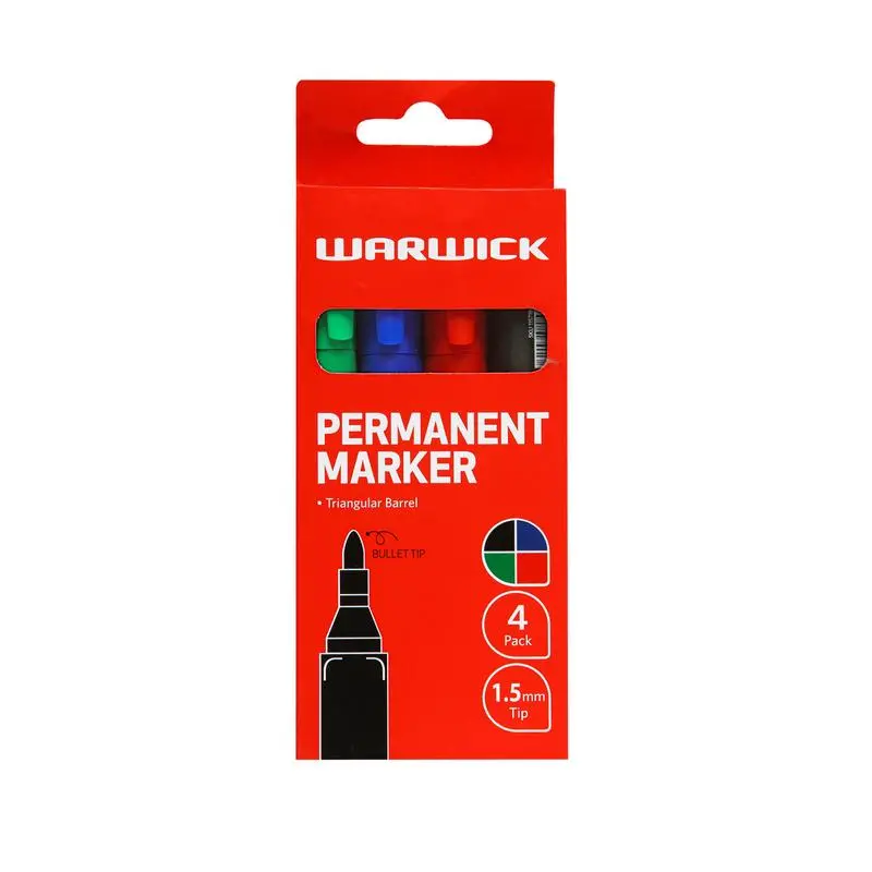 Warwick Bullet-Tip Permanent Markers – Assorted 4-Pack 1
