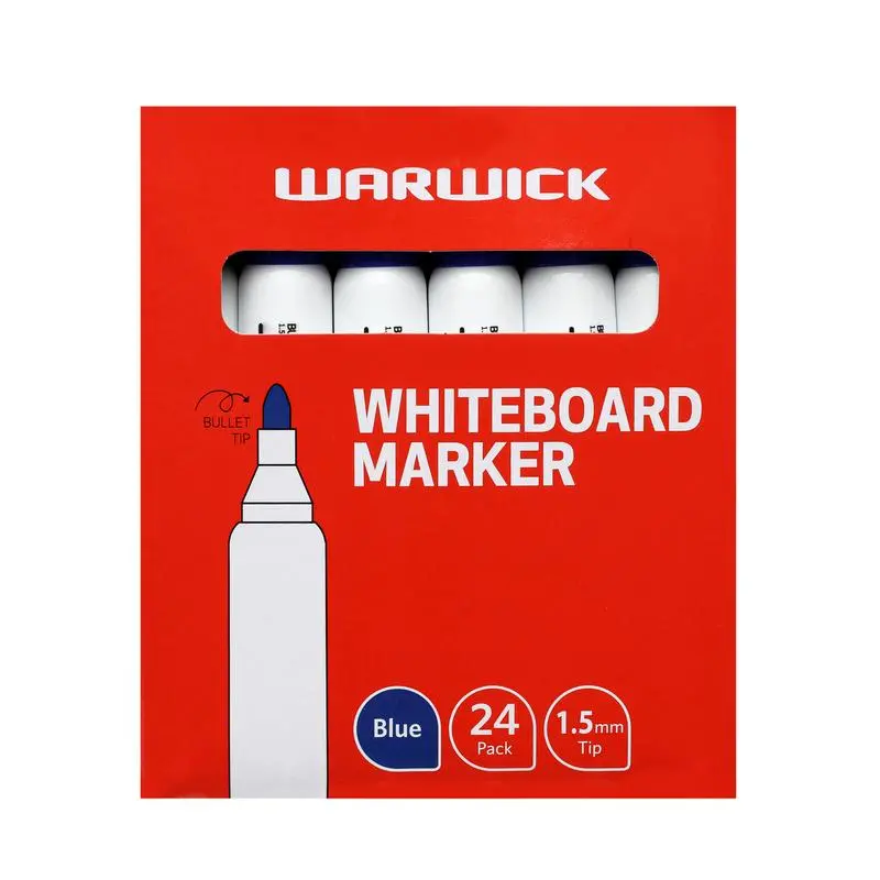 Warwick Bullet-Tip Whiteboard Markers – Blue Ink, Pack Of 24 1