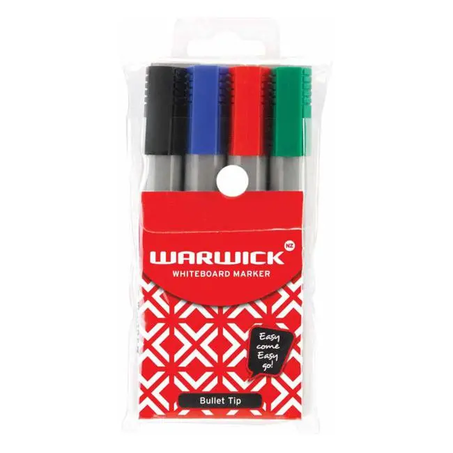 Warwick Bullet-Tip Whiteboard Markers – Pack Of 4 1