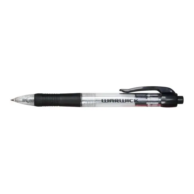 Warwick Comfort-Grip Retractable Ballpoint Pen – Black Ink, Medium Point (12-Pack) 1