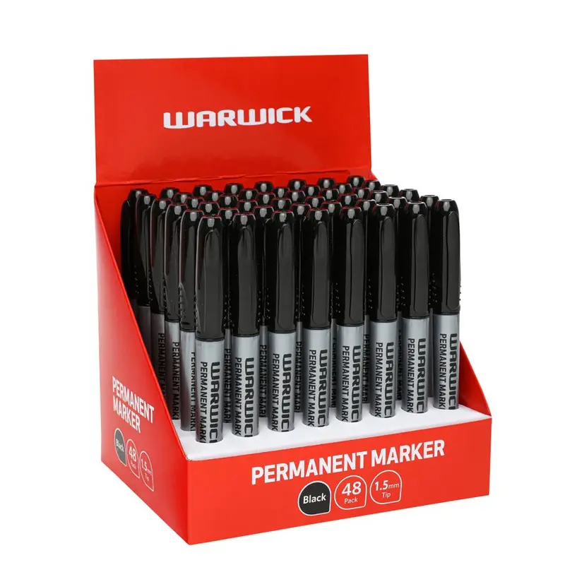 Warwick Fine Permanent Marker – 1Mm Tip, Black Ink, 48-Pack Value Bundle 1