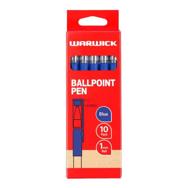 Warwick Medium Blue Ballpoint Pen – Capped, Box Of 10 1