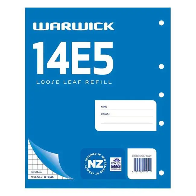 Warwick Replacement Refill – 40 Loose Quad Sheets, 7Mm Grid, 255×205Mm 1