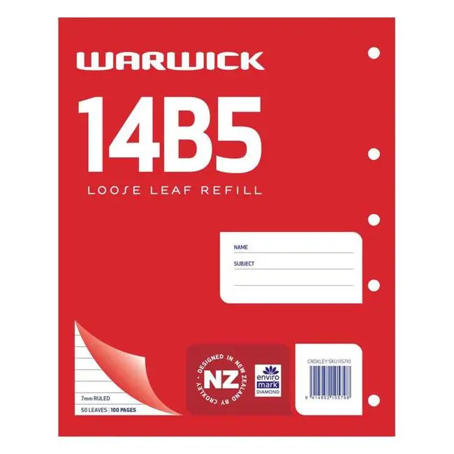 Warwick Ruled Refill Pack – 50 Loose Sheets, 7Mm Lines, 255×205Mm 1