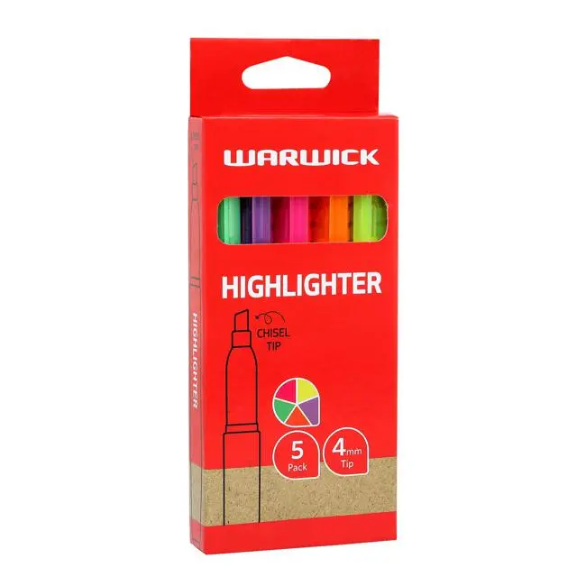 Warwick Slimline Highlighter Set – Assorted Colors (5-Pack) 1