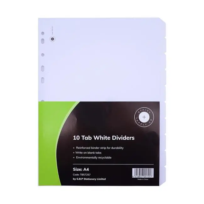 White 10-Tab Cardboard Divider Set – Osc Brand 1